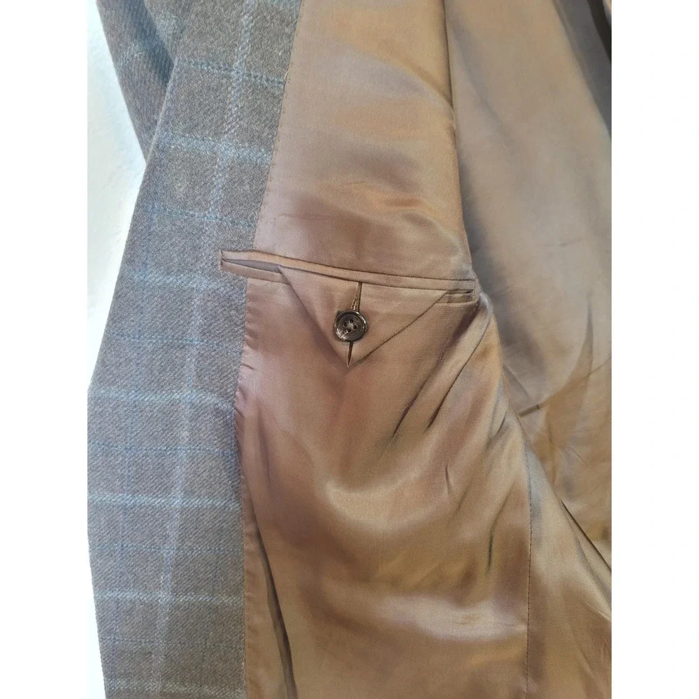 Vintage Lauren Ralph Lauren Windowpane Check Blazer‎ Wool Dark Academia Size 46L